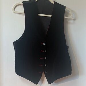 Vintage Black & Red Velvet Button-Up Vest